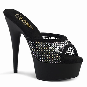 DELIGHT-601-6RM  Black Faux Suede-RS Mesh/Black Matte