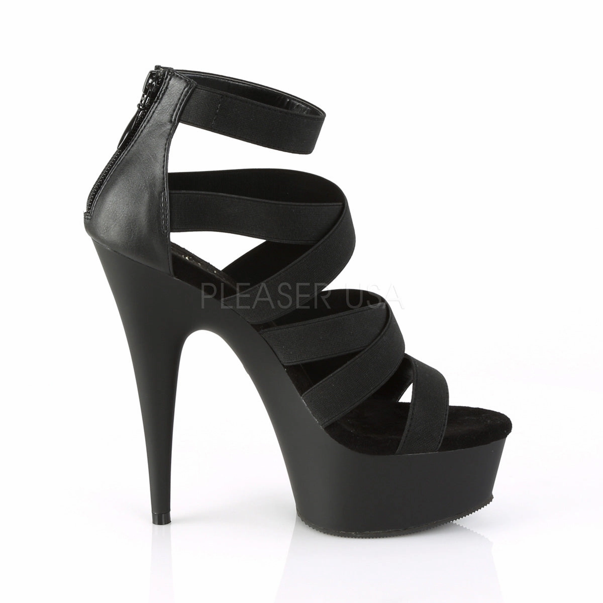 DELIGHT-659  Black Elastic Band-Faux Leather/Black Matte