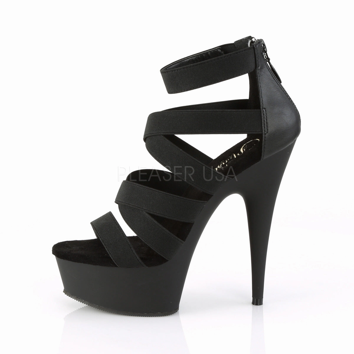 DELIGHT-659  Black Elastic Band-Faux Leather/Black Matte