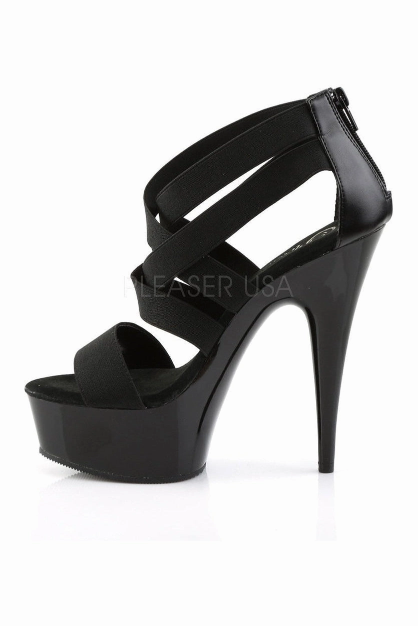 DELIGHT-669 Platform Sandal  | Black elastic