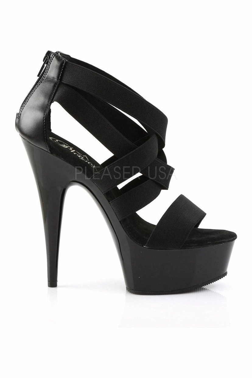 DELIGHT-669 Platform Sandal  | Black elastic