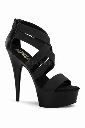 DELIGHT-669 Platform Sandal  | Black elastic