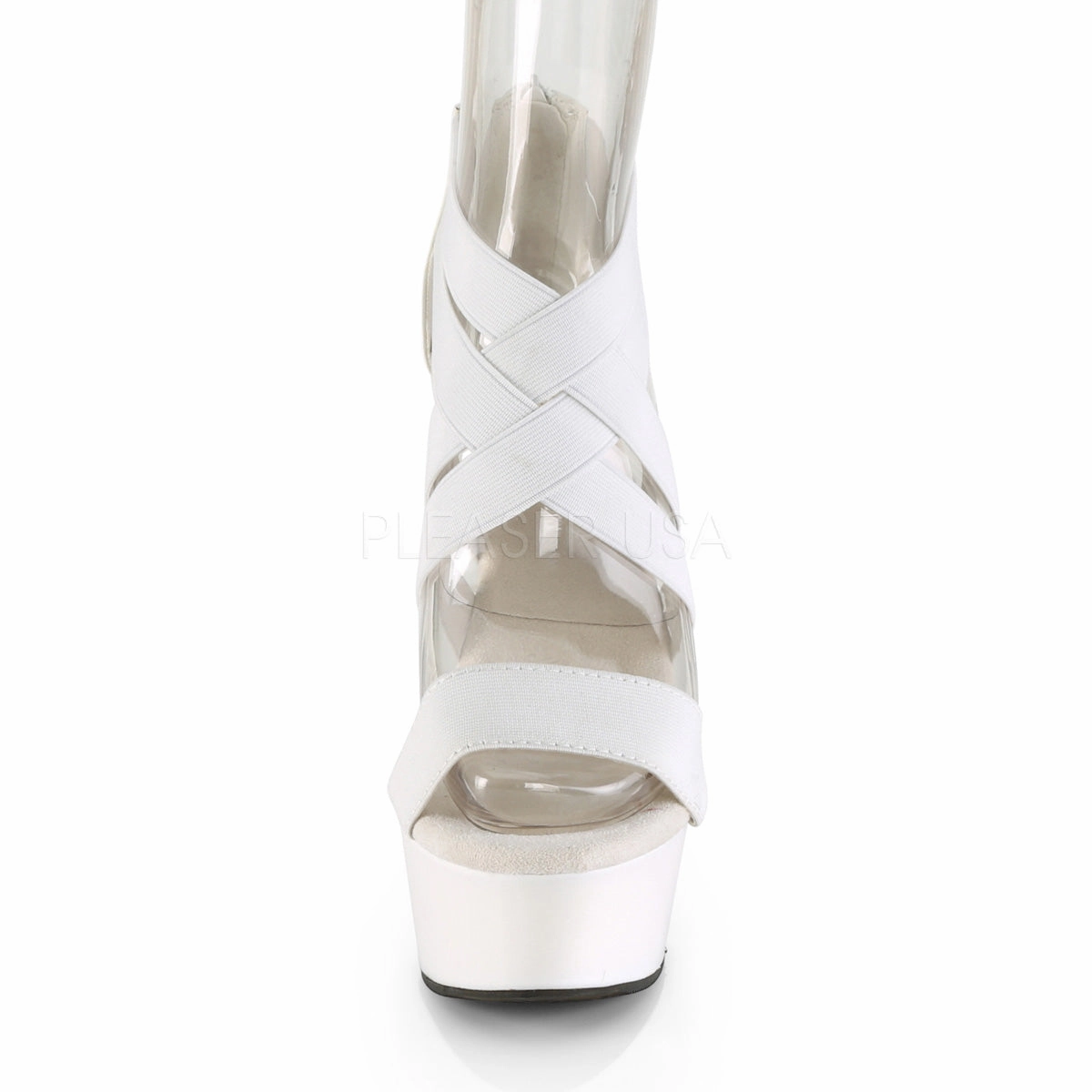 DELIGHT-669  White Elastic Band-Faux Leather/White