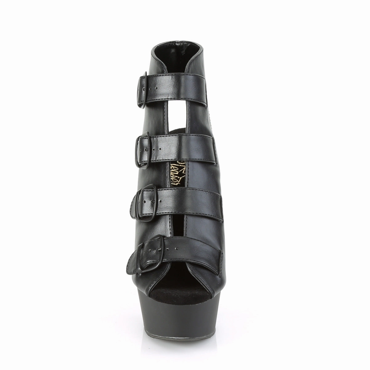 DELIGHT-683  Black Faux Leather/Black Matte