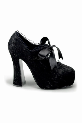 DEMON-11 Demonia Platform Pump | Black Genuine Satin