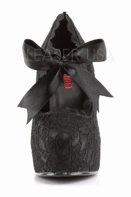 DEMON-11 Demonia Platform Pump | Black Genuine Satin