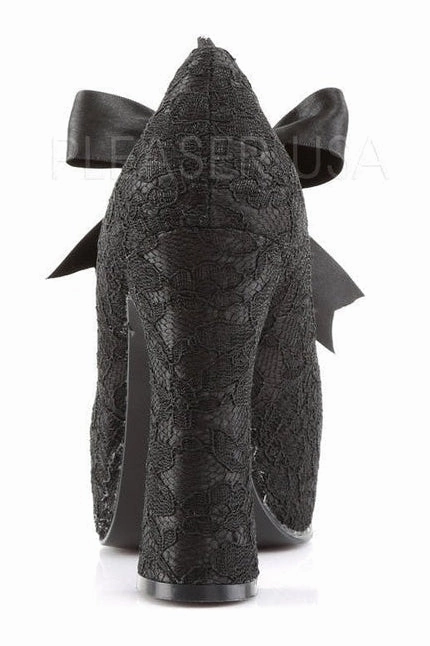 DEMON-11 Demonia Platform Pump | Black Genuine Satin