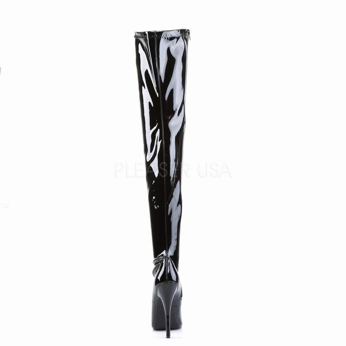 DEVIOUS DOMINA-3000 Black Stretch Pat Thigh High Boots