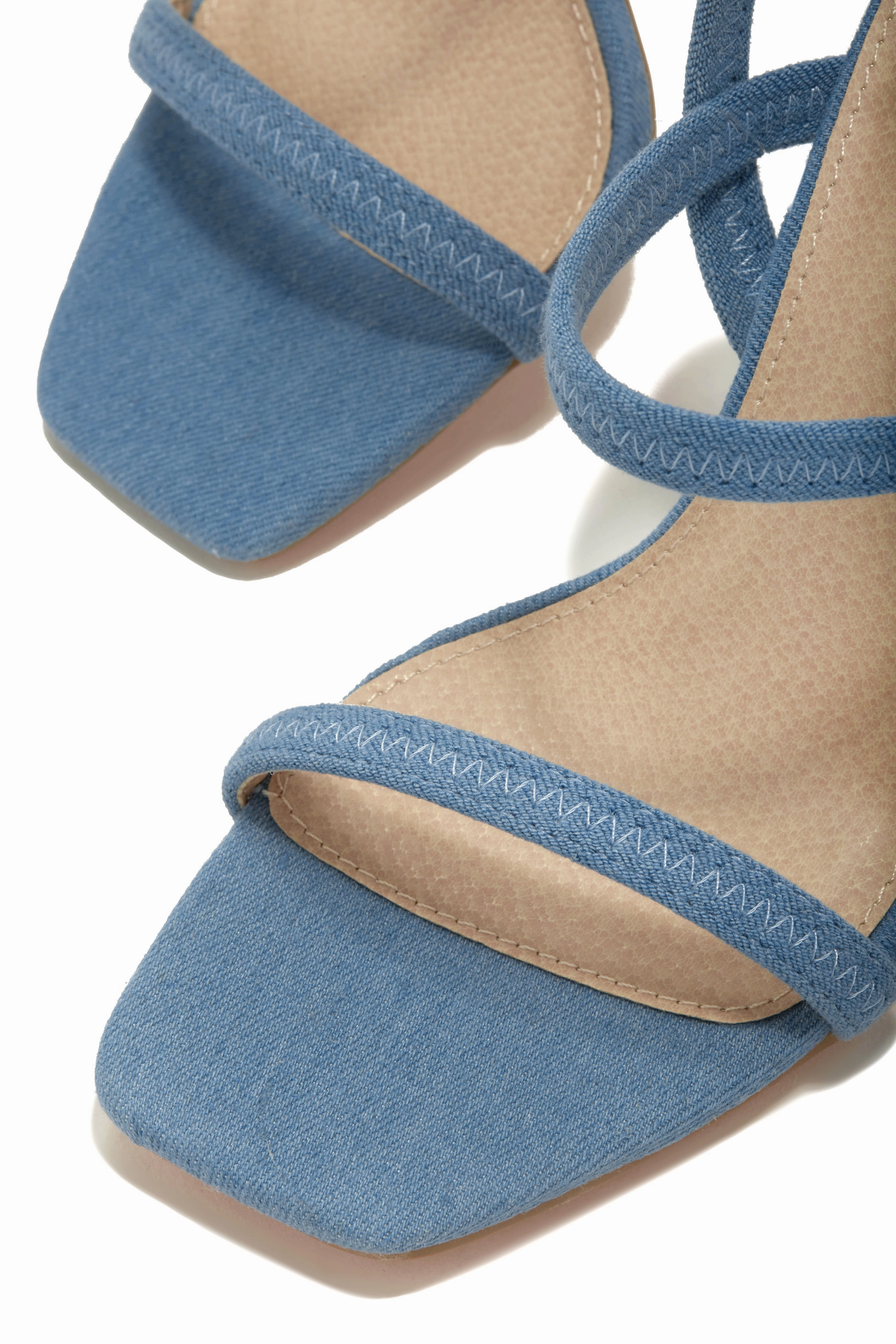 Emerie Slingback Block High Heels - Denim