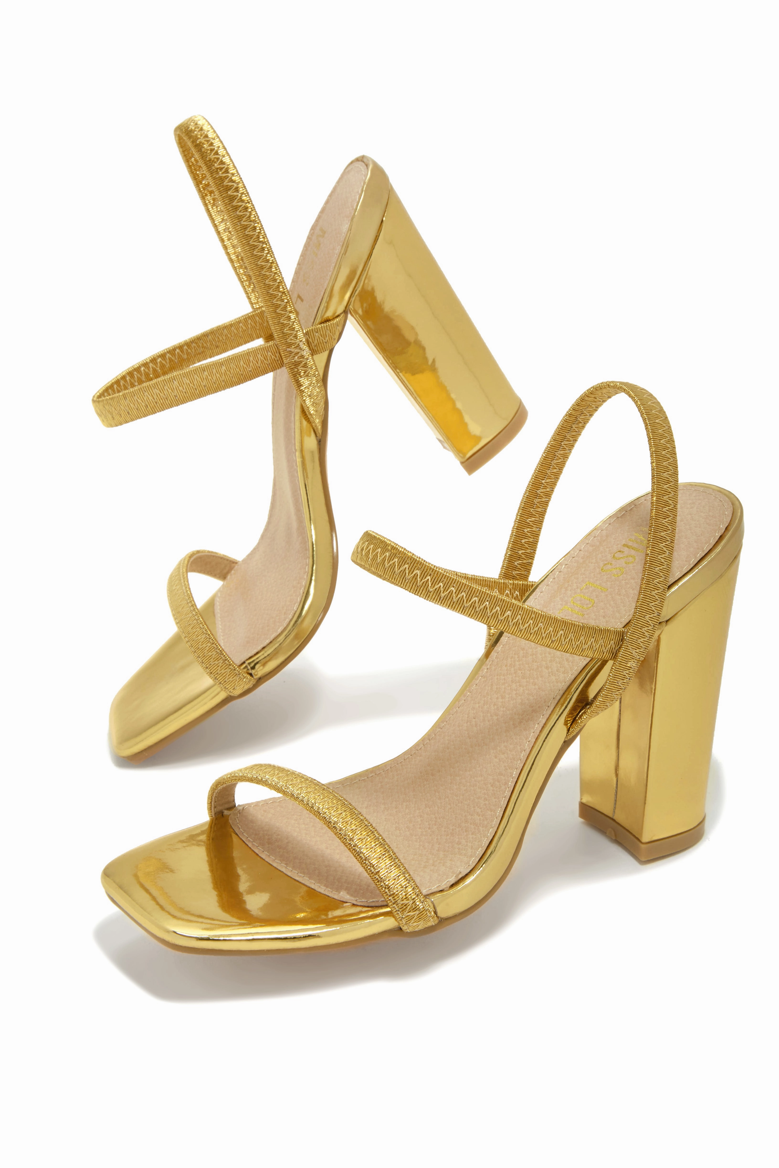 Emerie Slingback Block High Heels - Gold