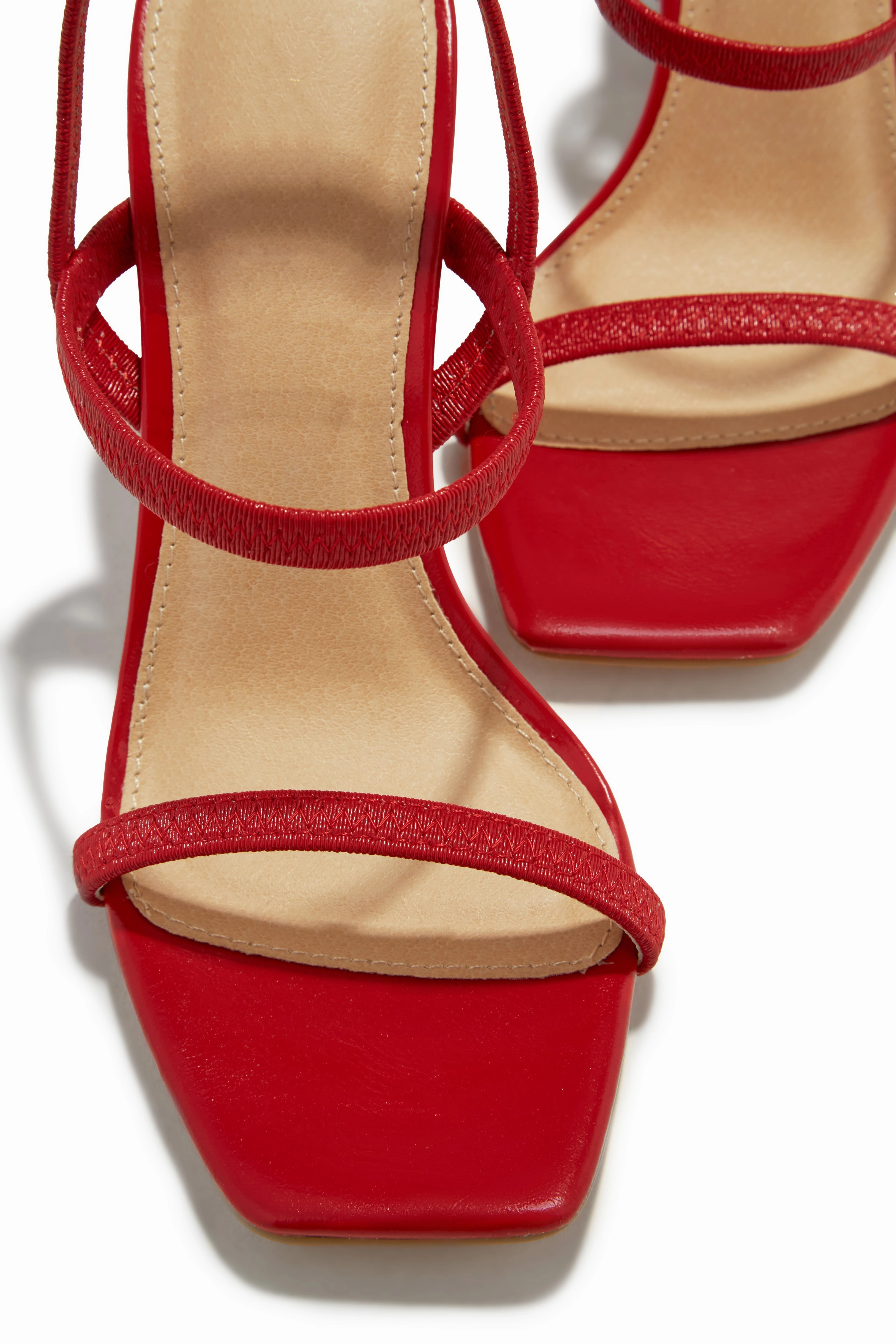 Emerie Slingback Block High Heels - Red
