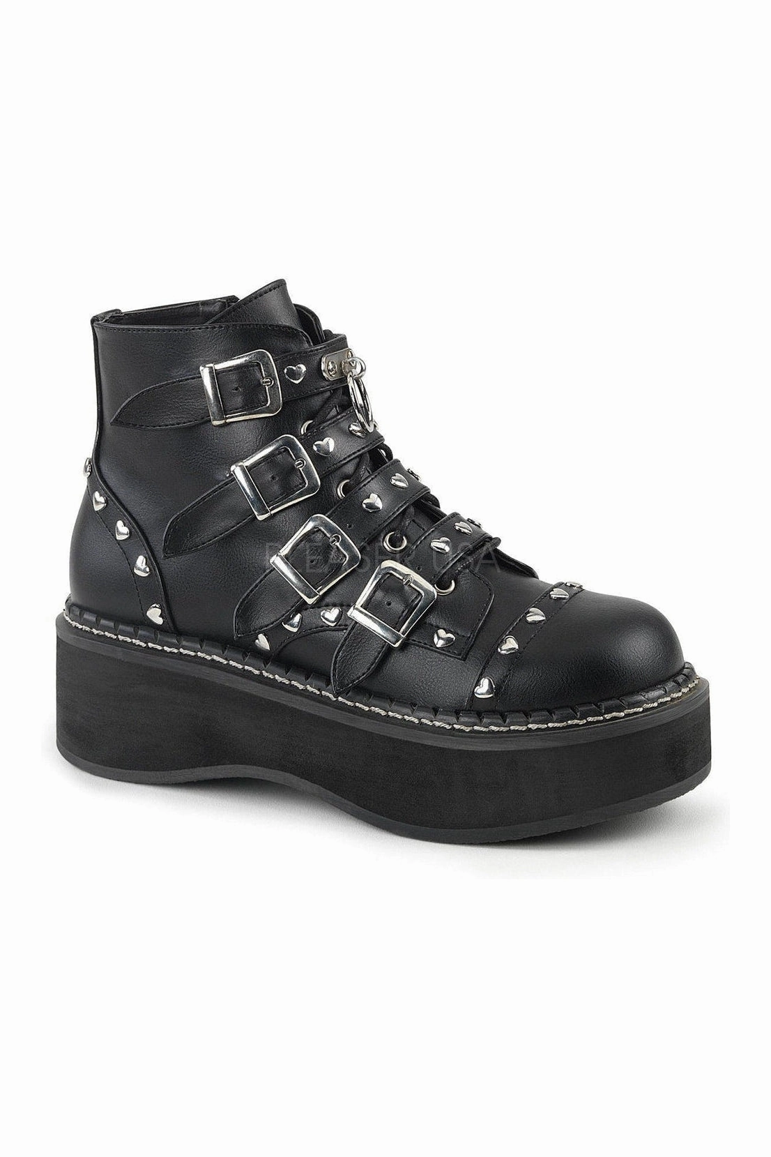 EMILY-315 Demonia Ankle Boot | Black Faux Leather