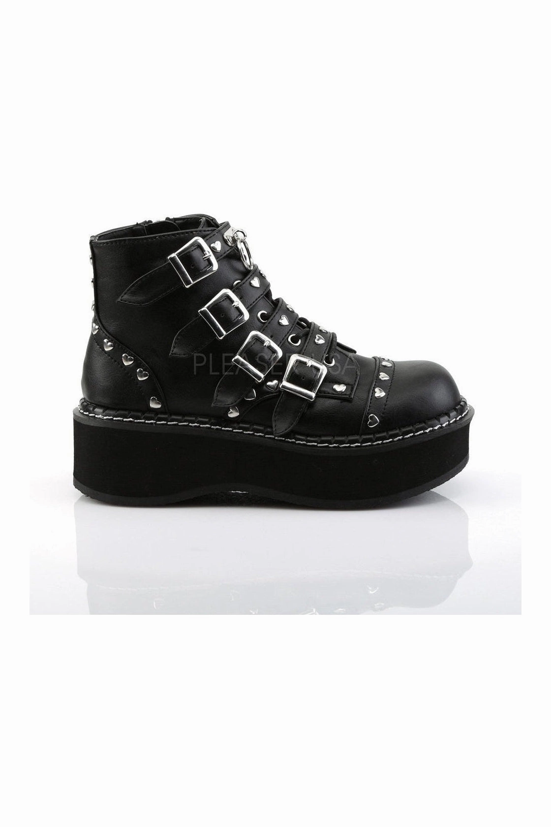 EMILY-315 Demonia Ankle Boot | Black Faux Leather