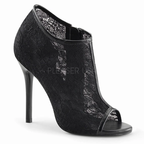 FABULICIOUS AMUSE-56 Black Lace-Mesh Ankle Boots