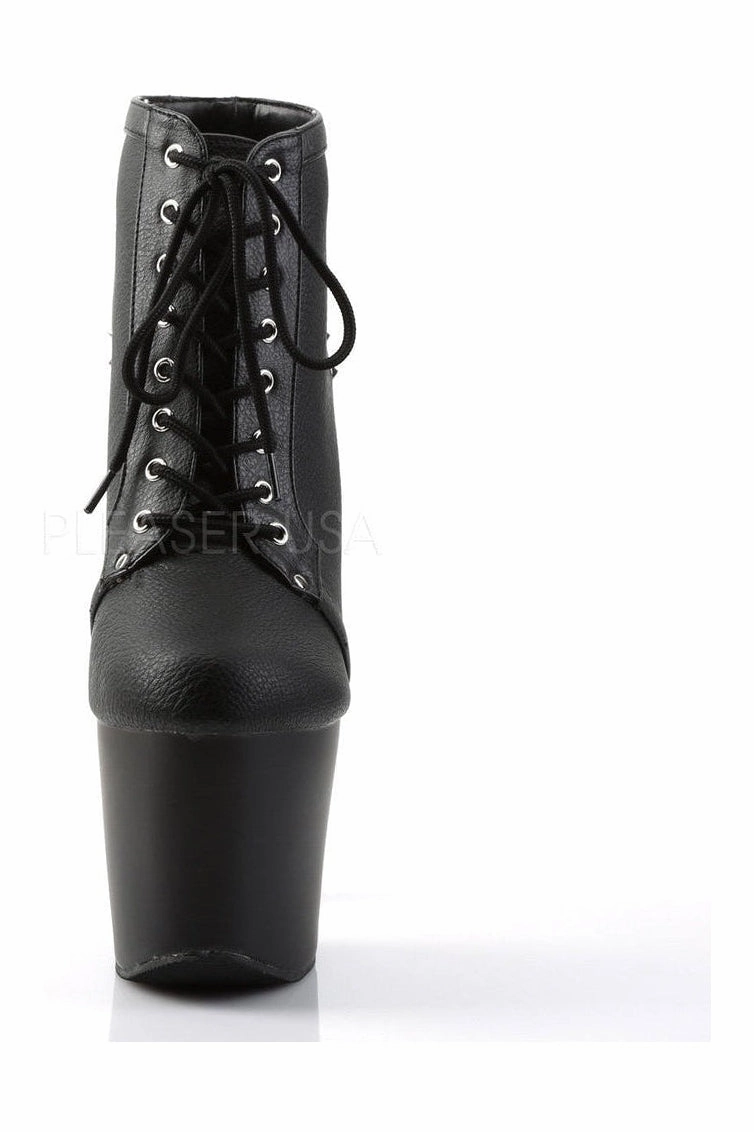 FEARLE700-28 Platform Boot  | Black Faux Leather