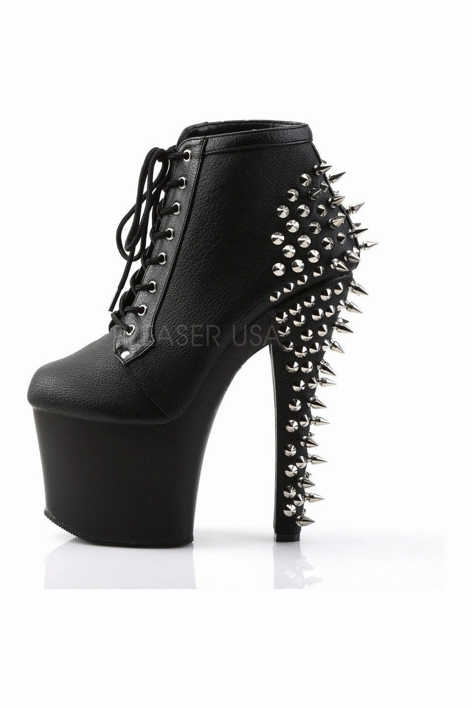 FEARLE700-28 Platform Boot  | Black Faux Leather