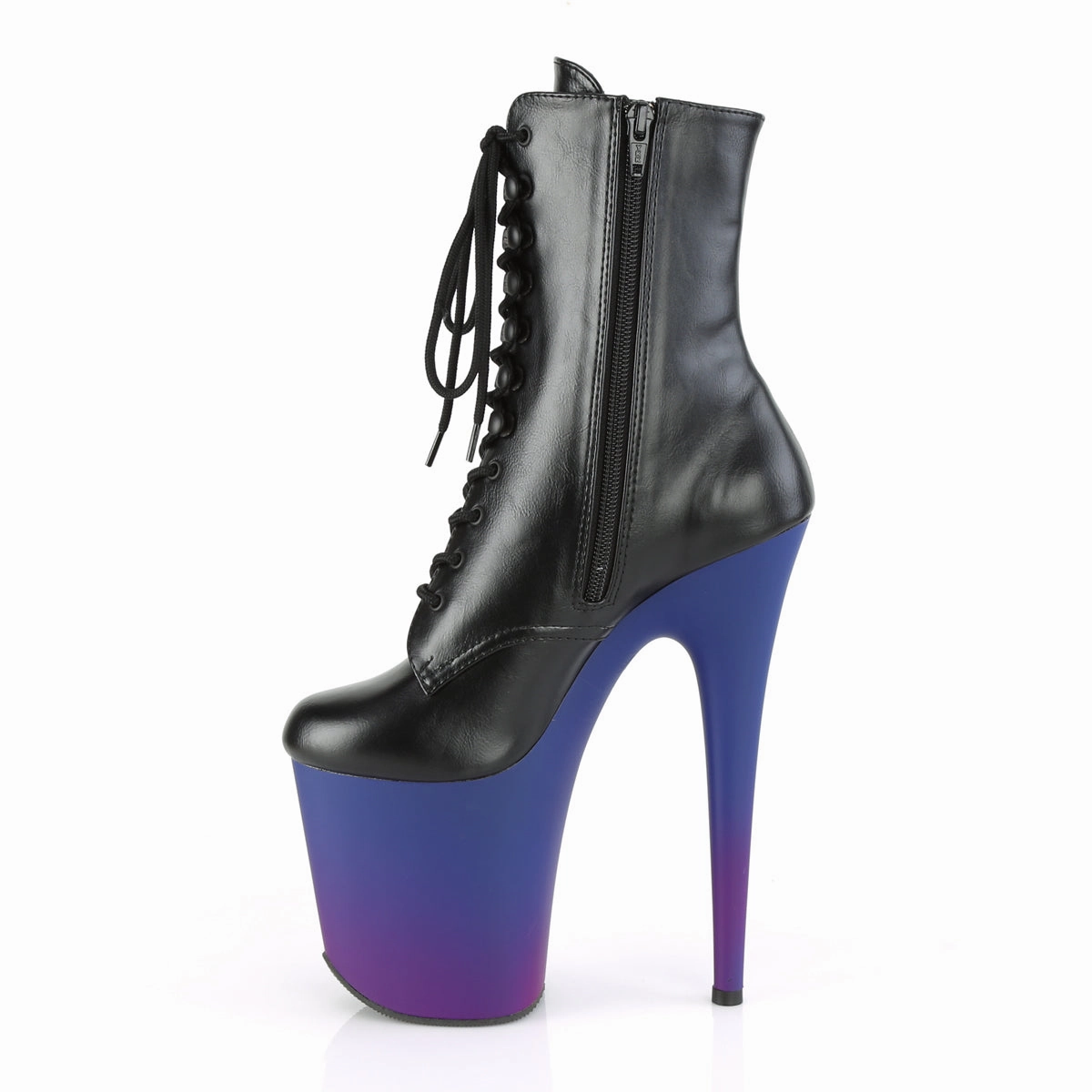 FLAMINGO-1020BP  Black Faux Leather/Blue-Purple Ombre