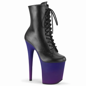 FLAMINGO-1020BP  Black Faux Leather/Blue-Purple Ombre