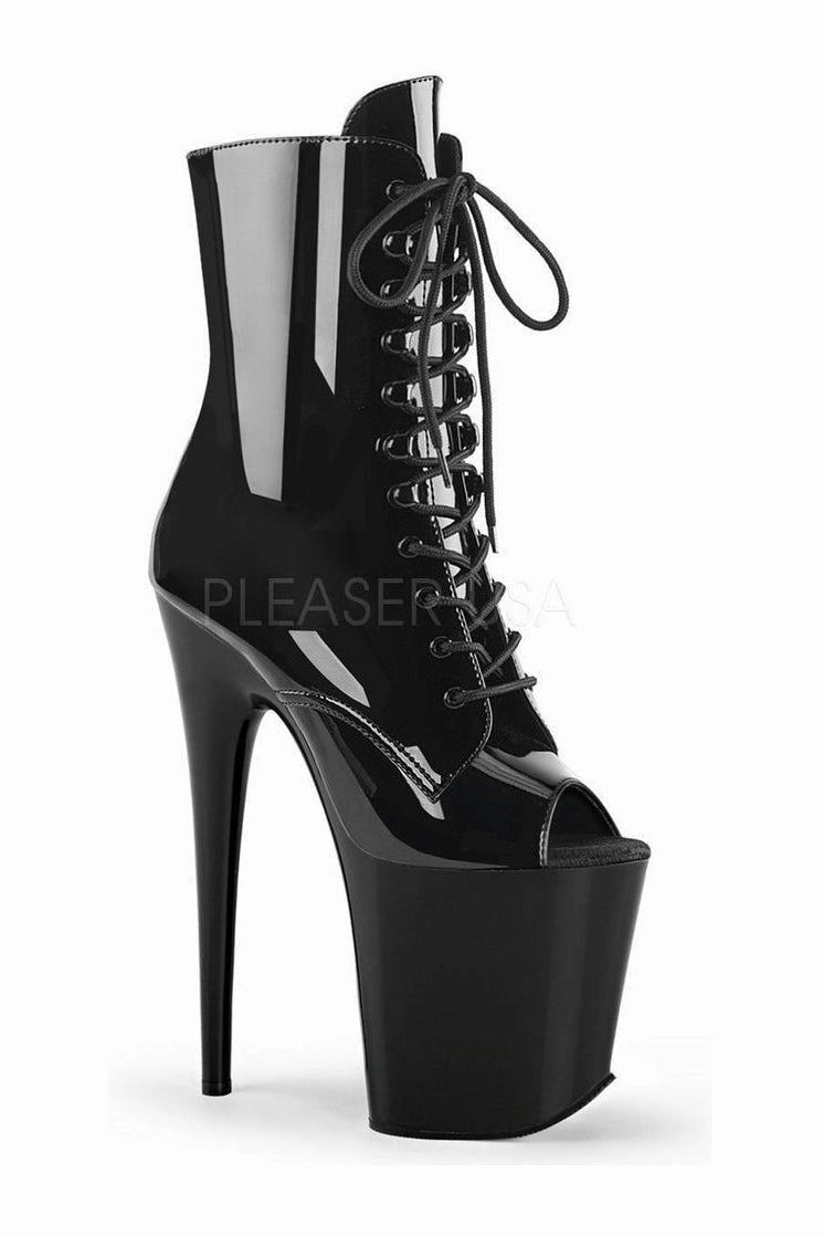 FLAMINGO-1021 Platform Boot  | Black Patent