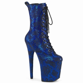 FLAMINGO-1040SPF  Blue Metallic Snake Print Fabric/M