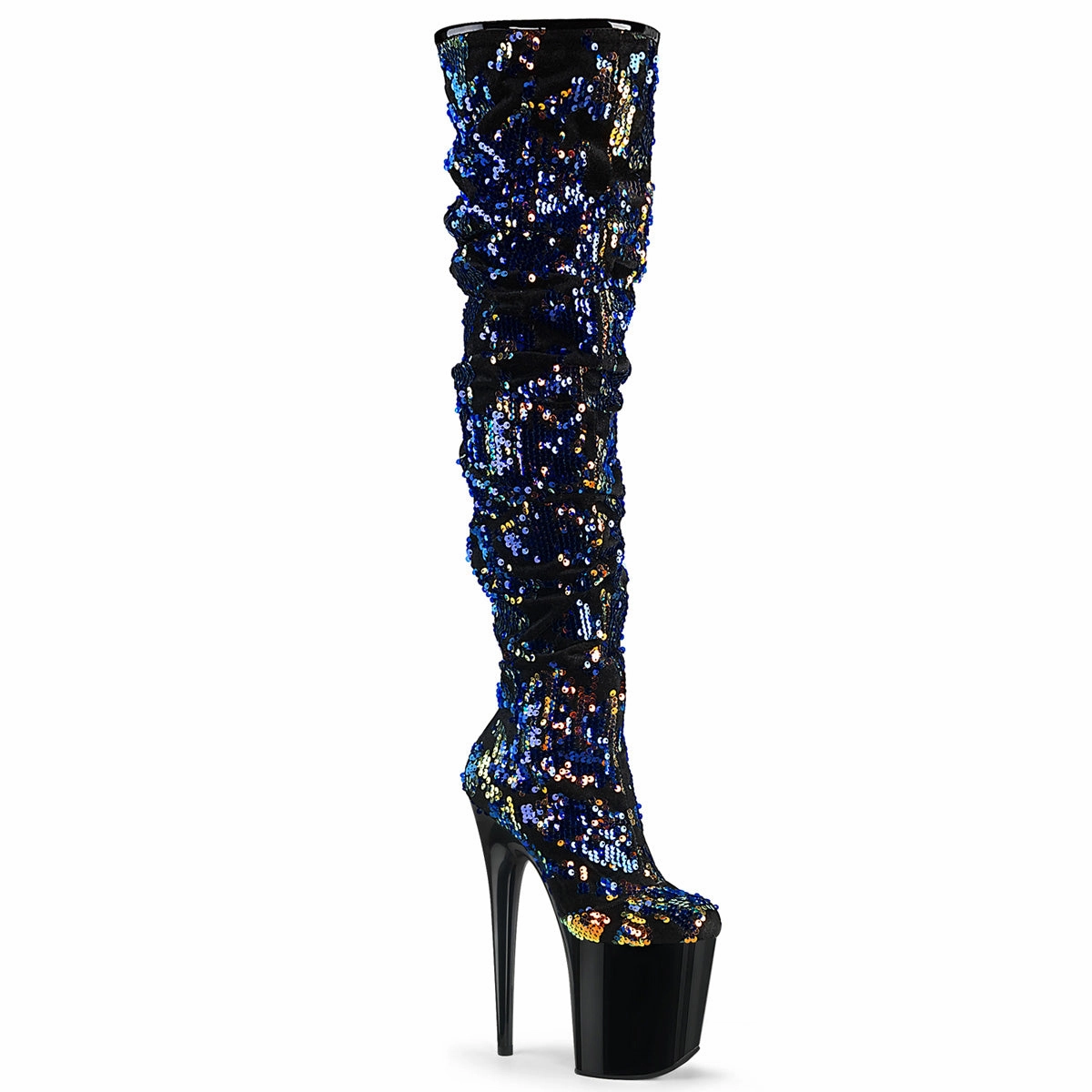 FLAMINGO-3004  Blue Iridescent Sequins/Black