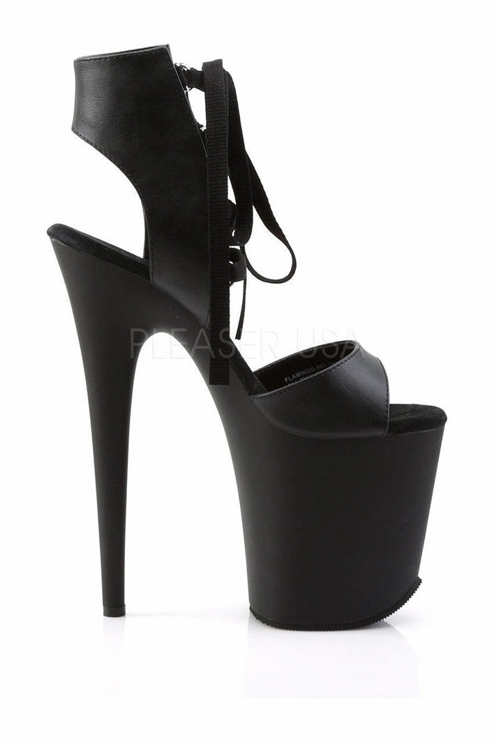 FLAMINGO-800-14 Platform Sandal  | Black Faux Leather