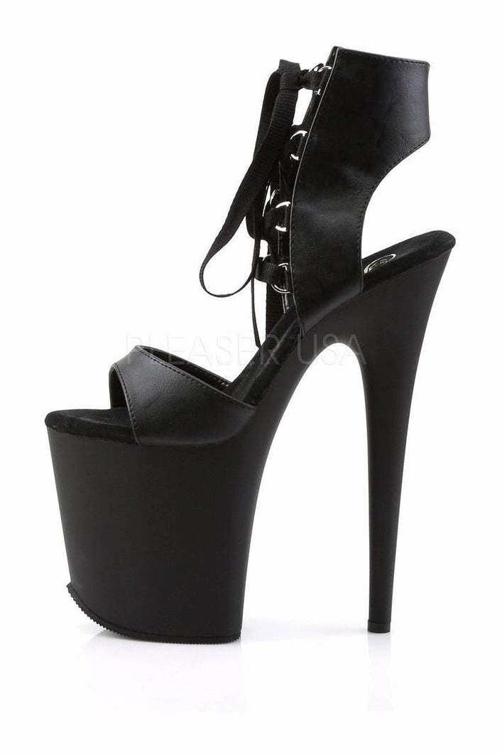FLAMINGO-800-14 Platform Sandal  | Black Faux Leather