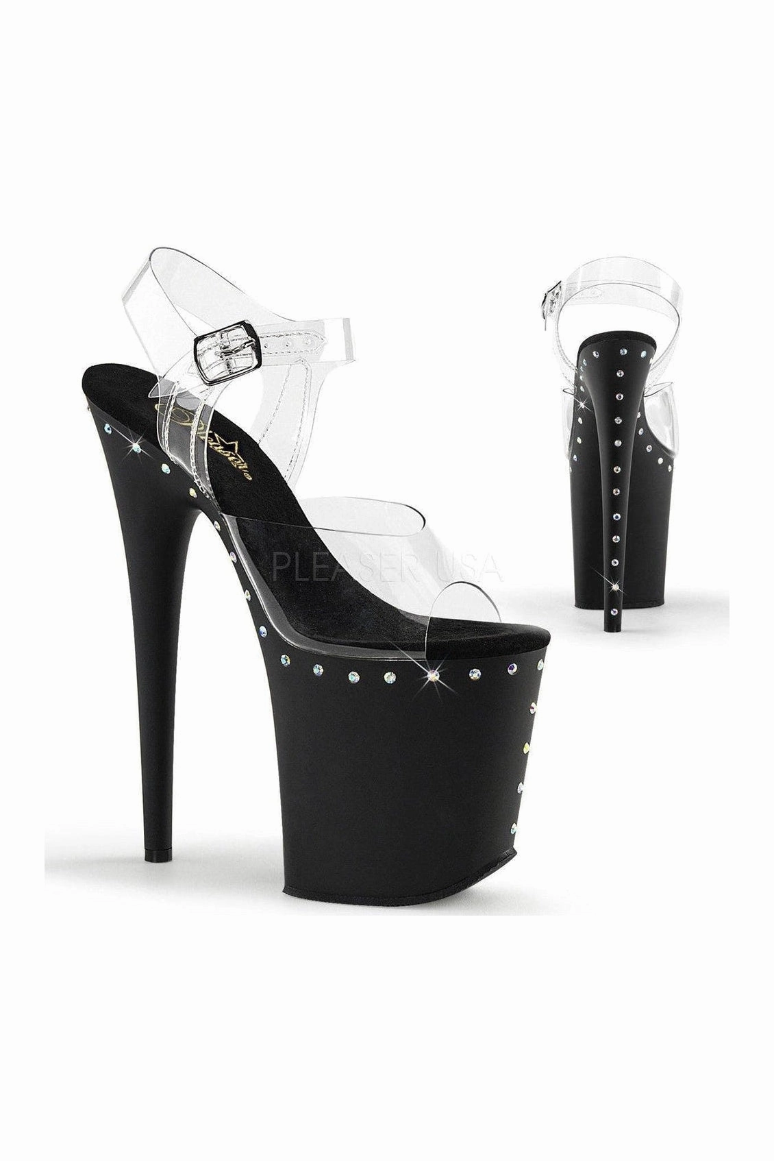 FLAMINGO-808ABLS Platform Sandal  | Black Vinyl