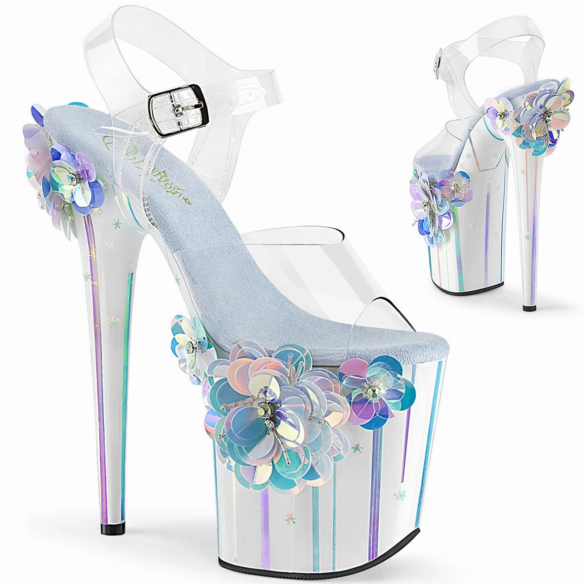 FLAMINGO-808SQFL  Clear/Light Blue Iridescent