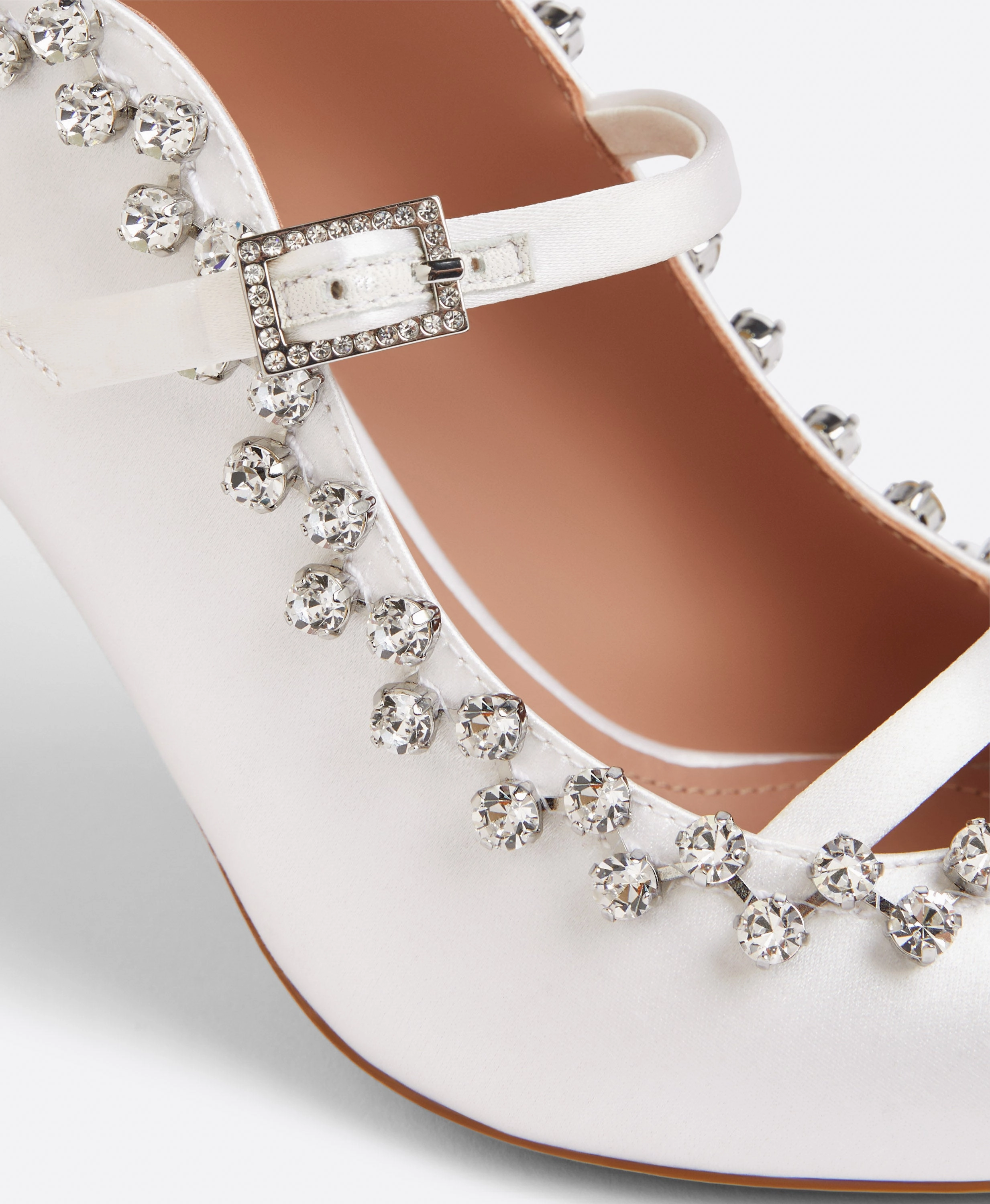 Gala 85 White Satin Mules