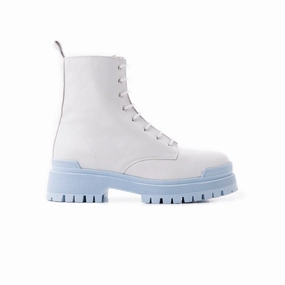Langport White Leather/Blue Sole