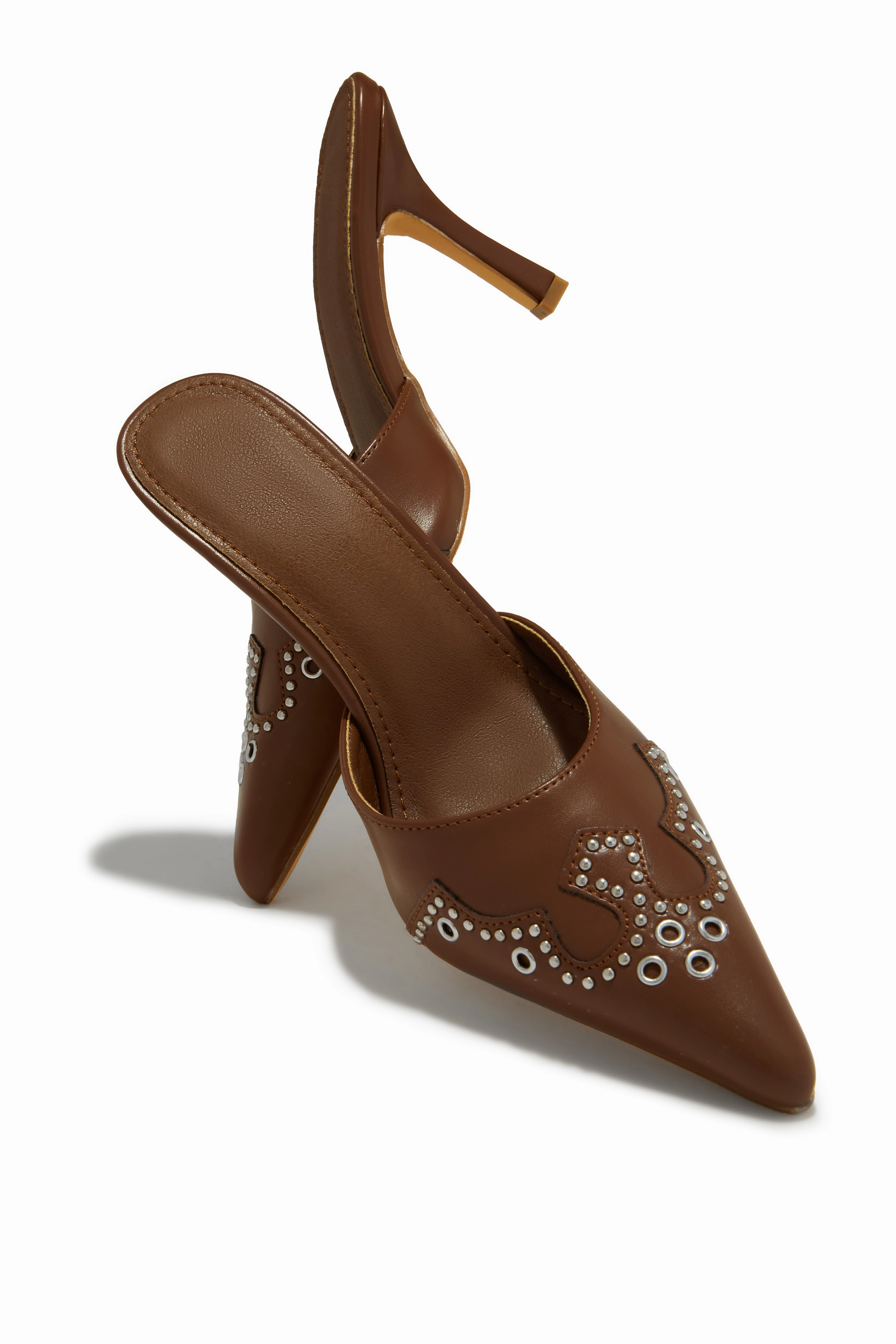 Lauryn Pump Heel Mules - Brown