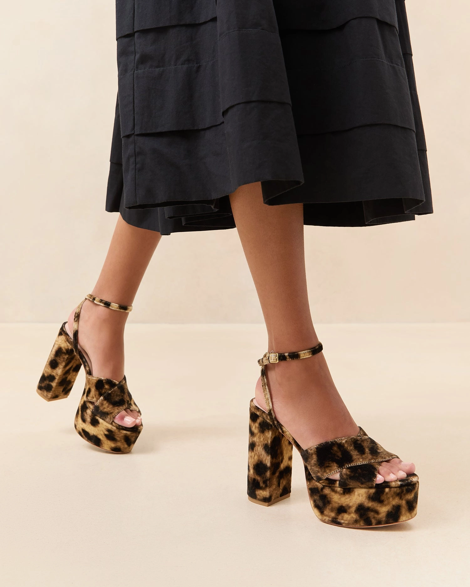 Loretta Leopard Velvet Platform Sandal