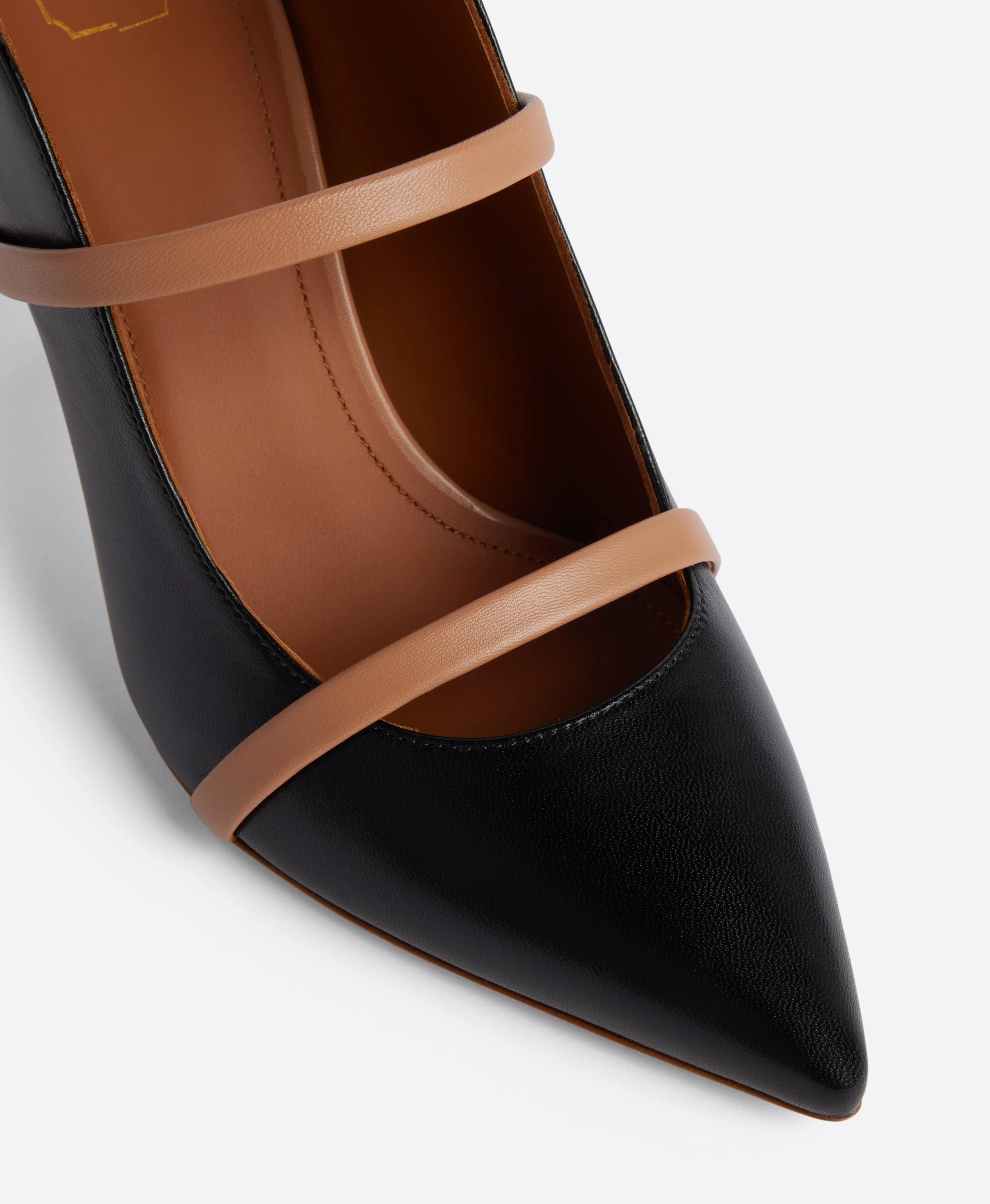 Maureen 70 Black & Blush Leather Mules