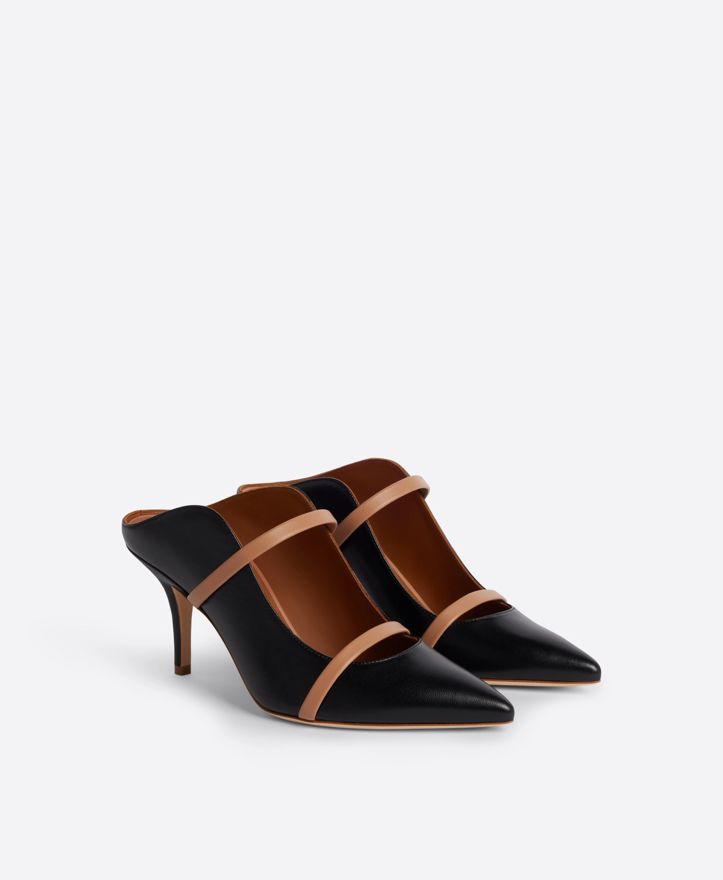 Maureen 70 Black & Blush Leather Mules