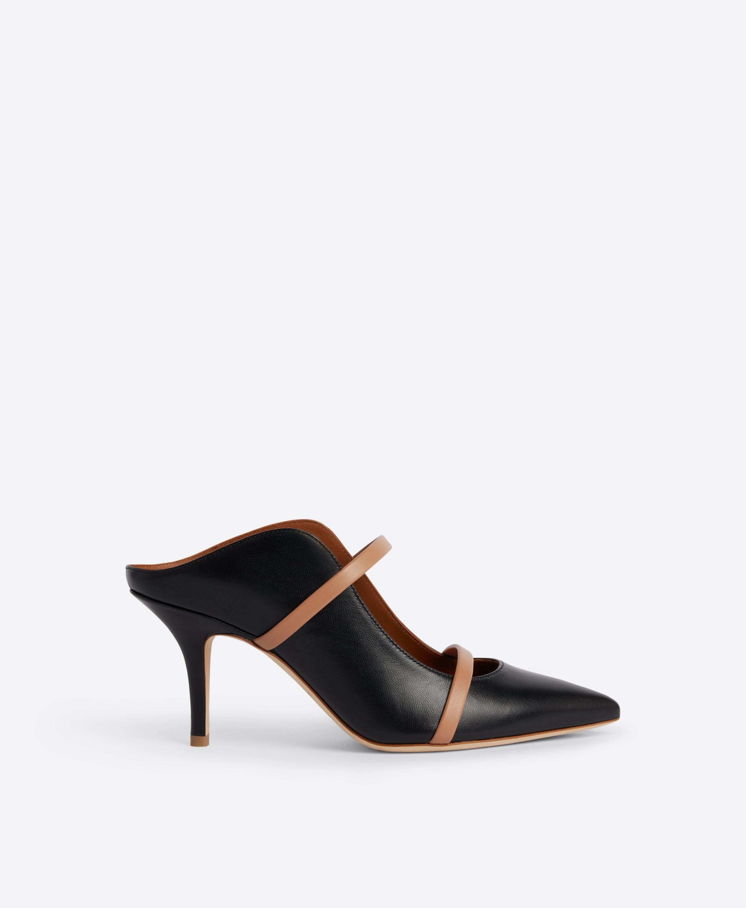 Maureen 70 Black & Blush Leather Mules