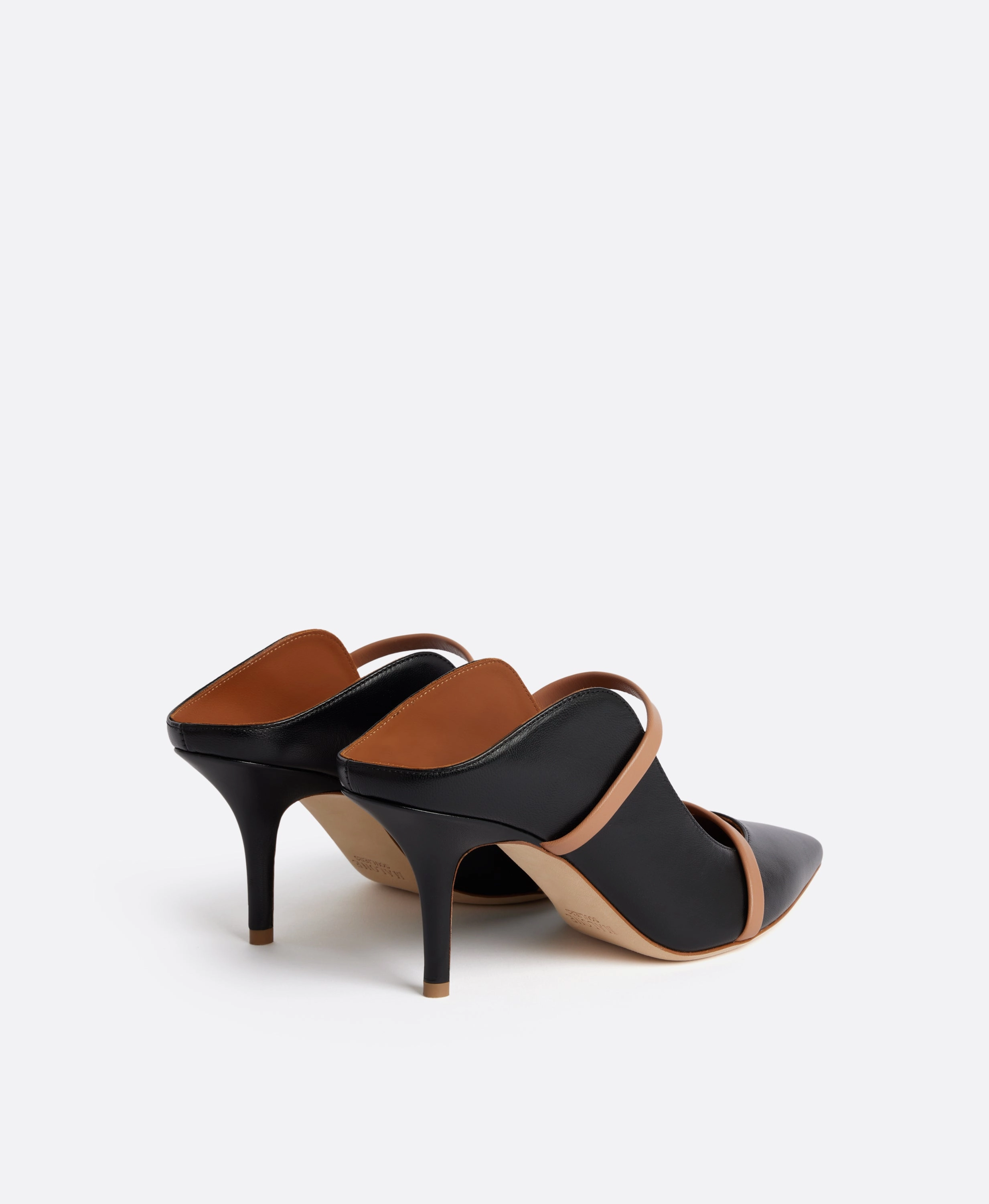 Maureen 70 Black & Blush Leather Mules