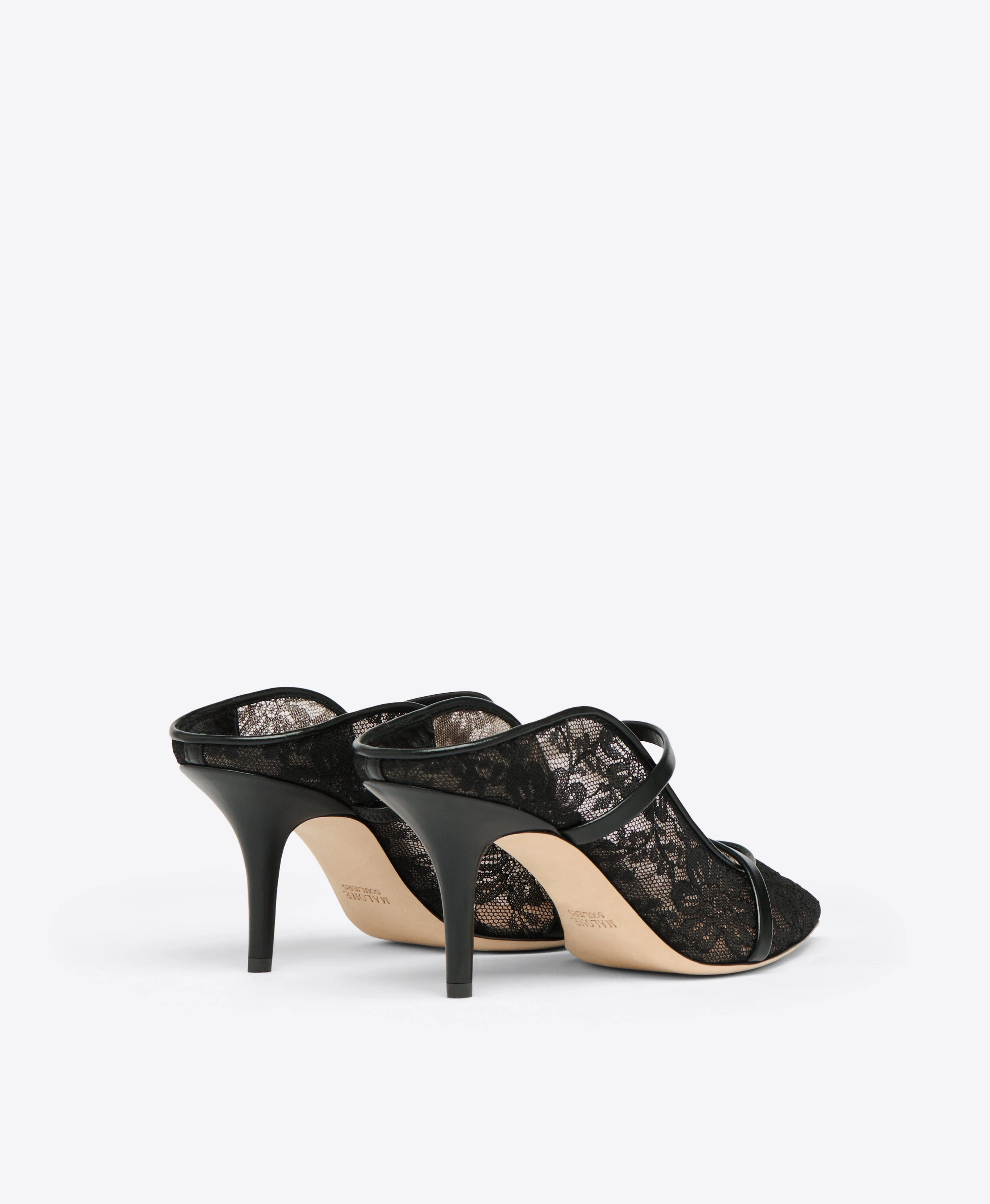 Maureen 70 Black Lace Heeled Mules