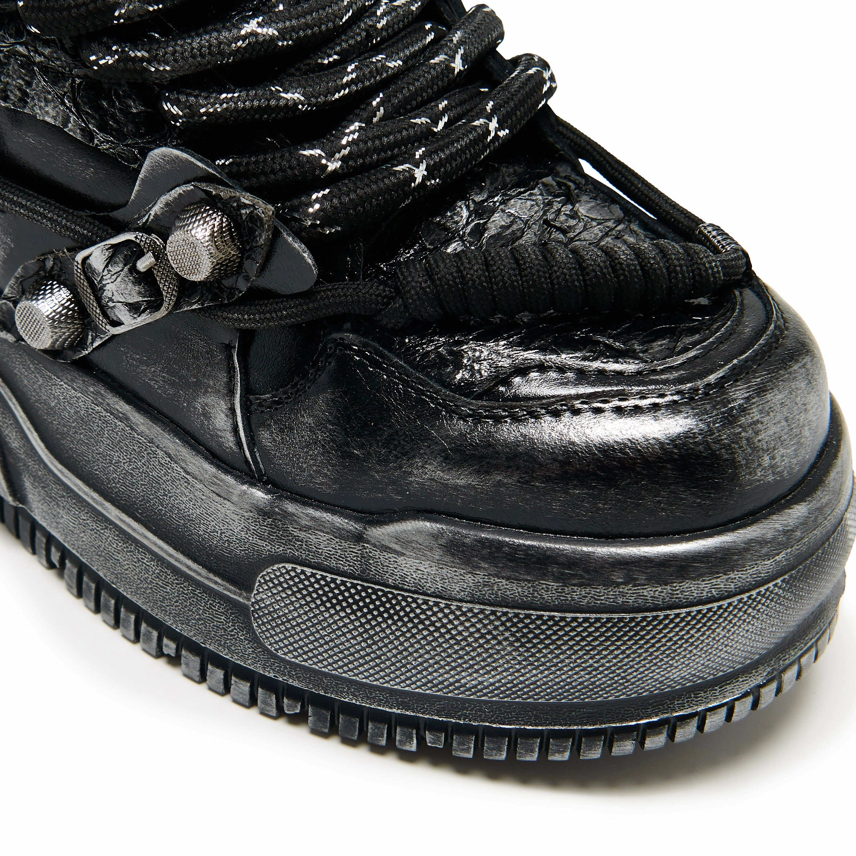 Metamorphosis Distressed Platform Trainers - Charcoal