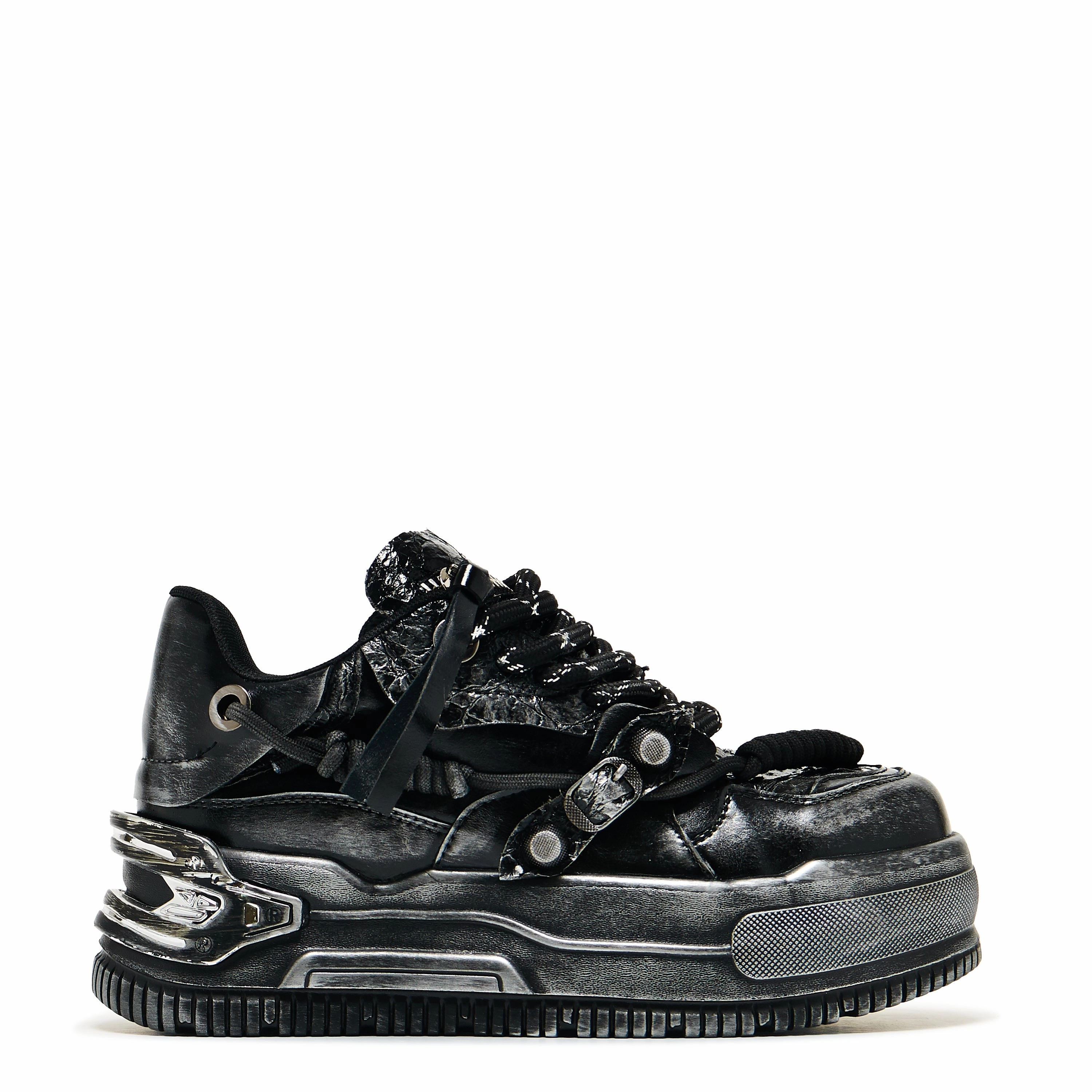 Metamorphosis Distressed Platform Trainers - Charcoal