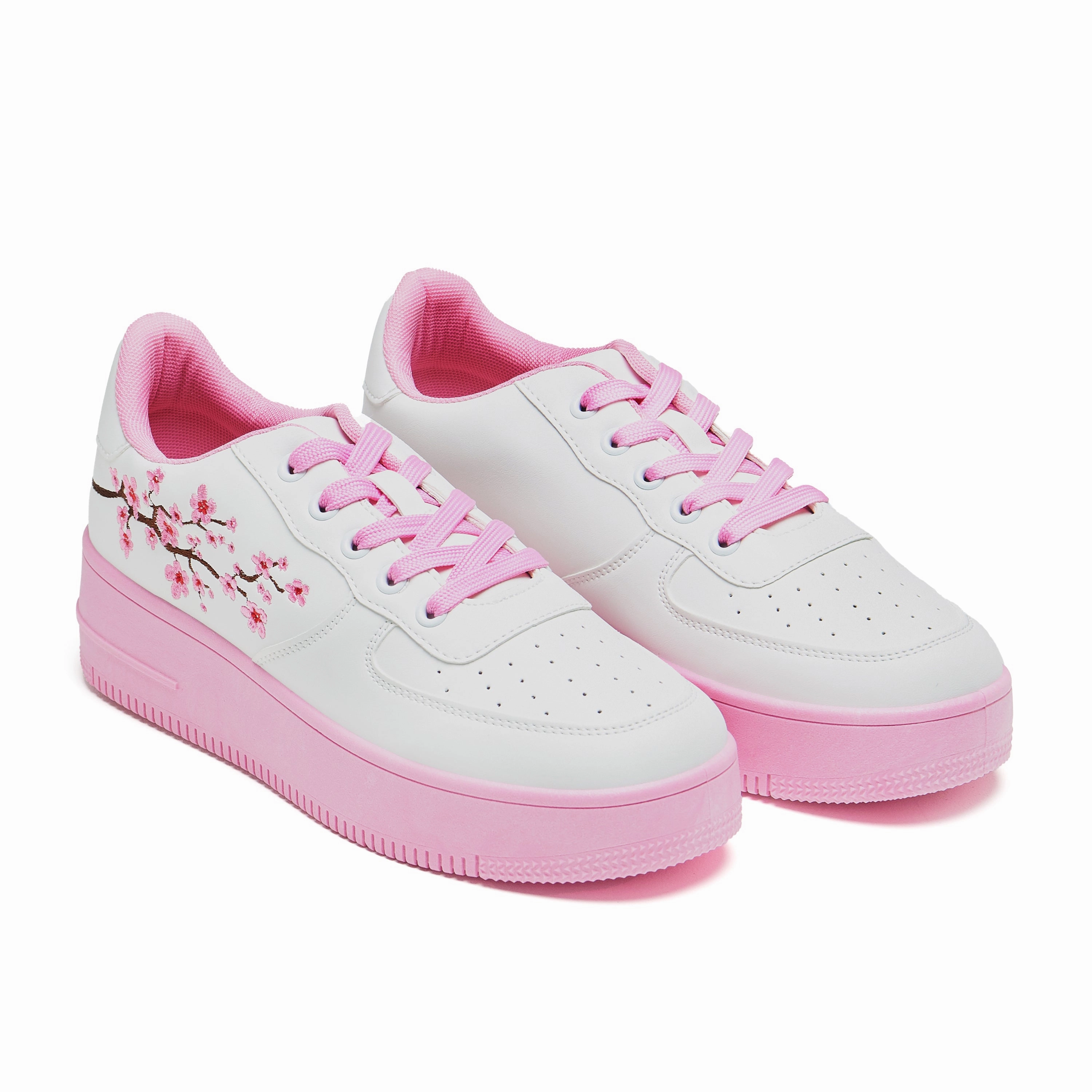 Morning Sakura Platform Trainers - White