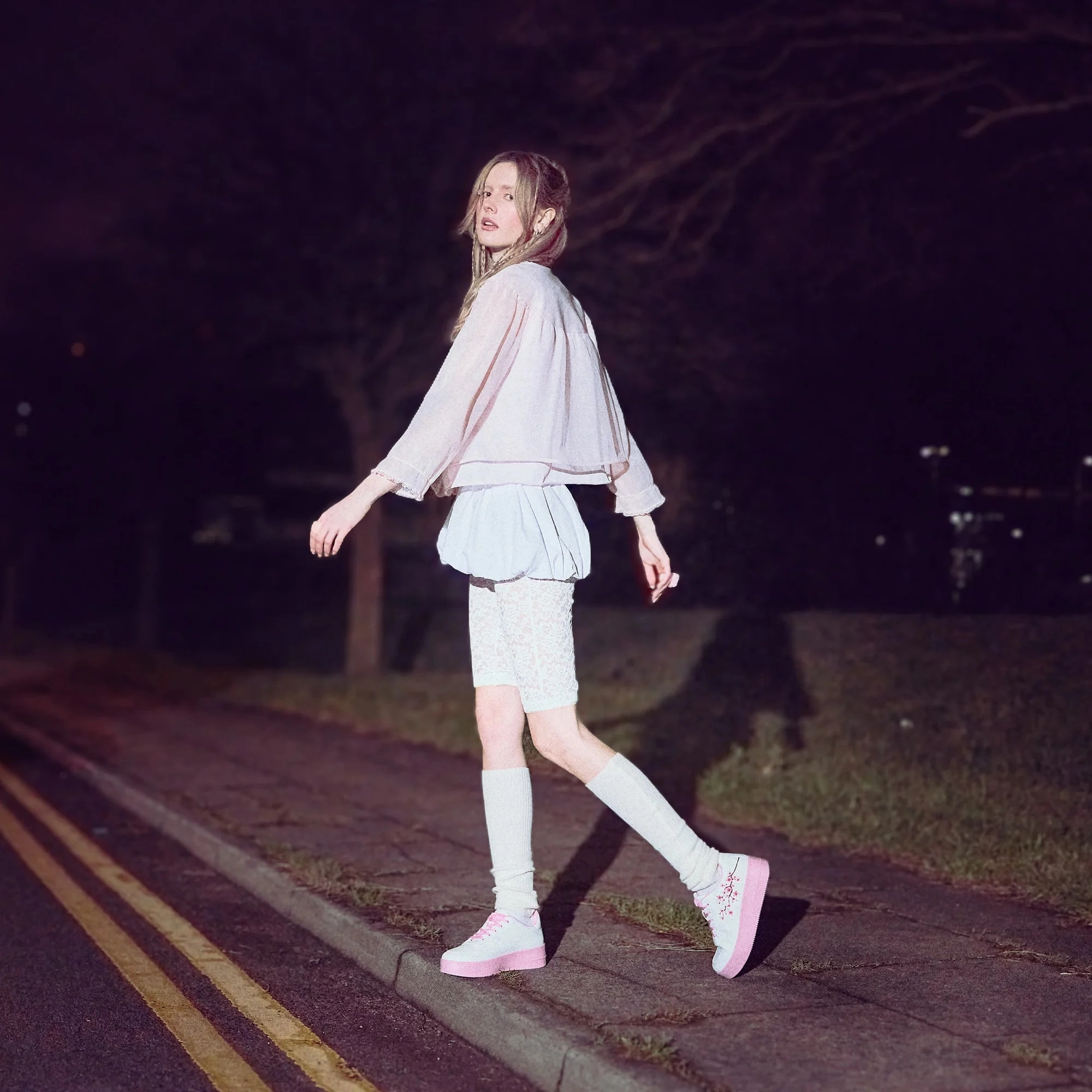 Morning Sakura Platform Trainers - White