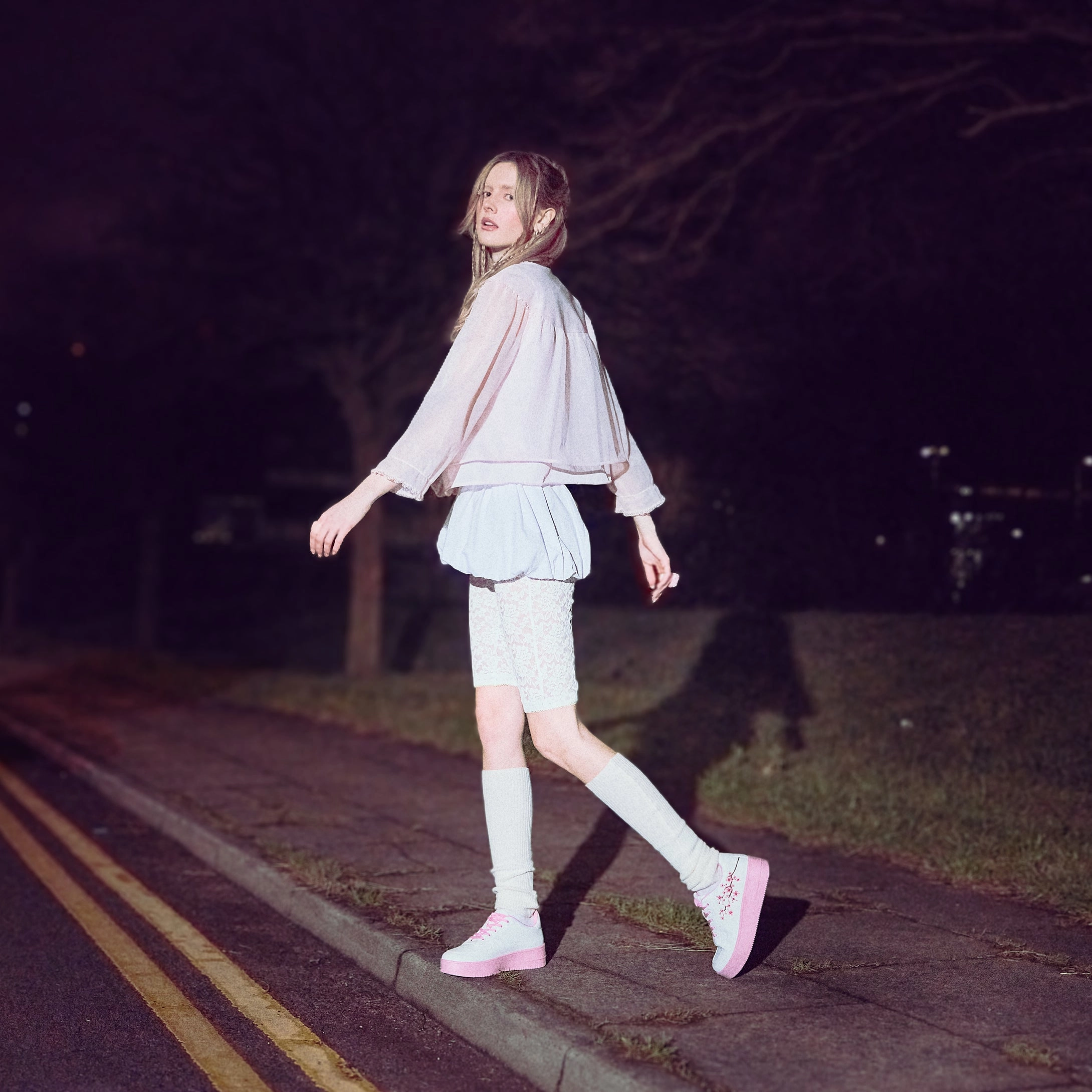 Morning Sakura Platform Trainers - White