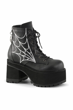 RANGER-105 Demonia Ankle Boot | Black Faux Leather