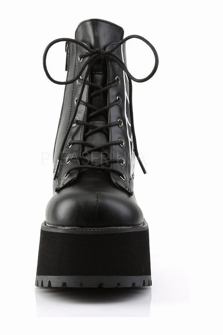 RANGER-105 Demonia Ankle Boot | Black Faux Leather