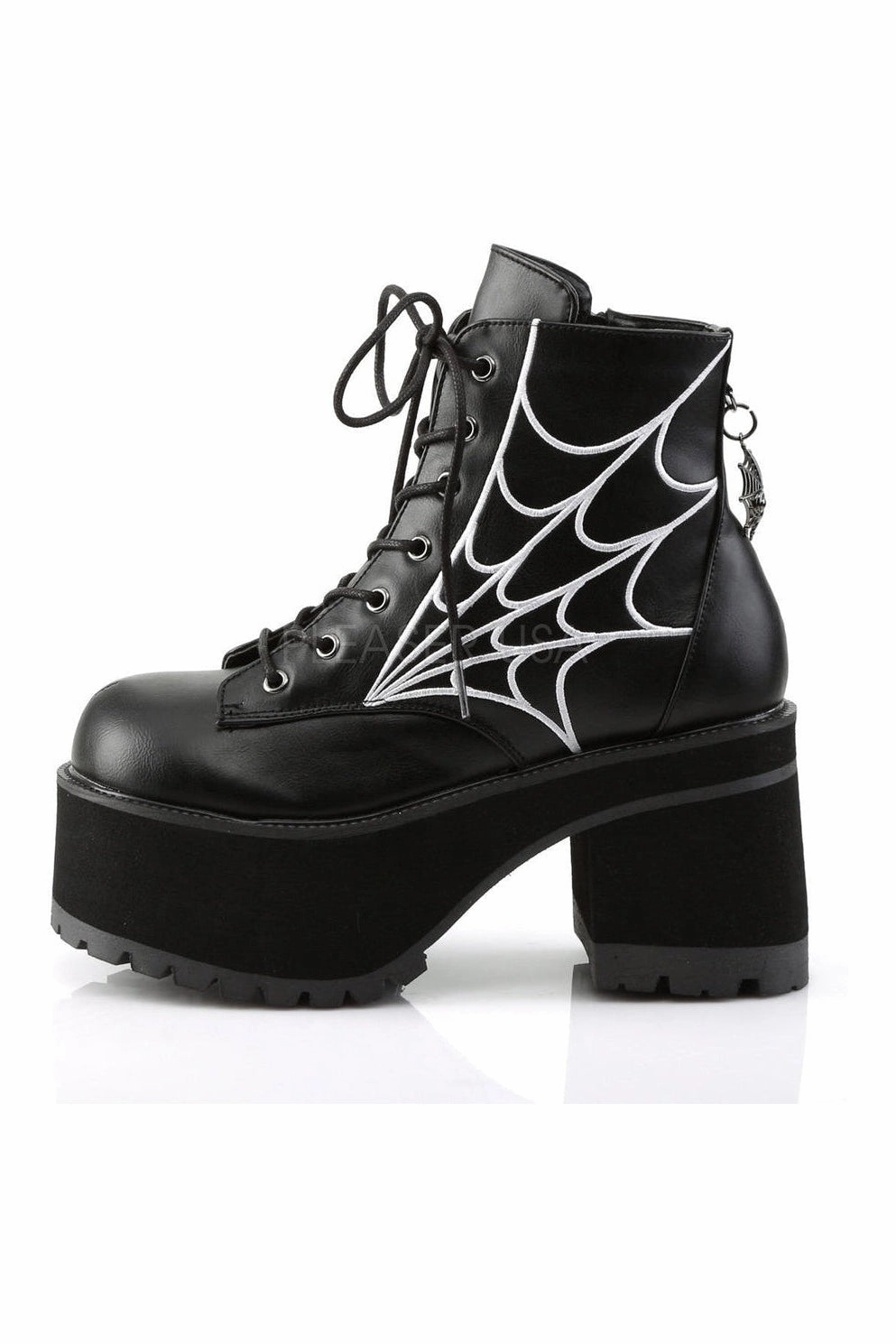 RANGER-105 Demonia Ankle Boot | Black Faux Leather