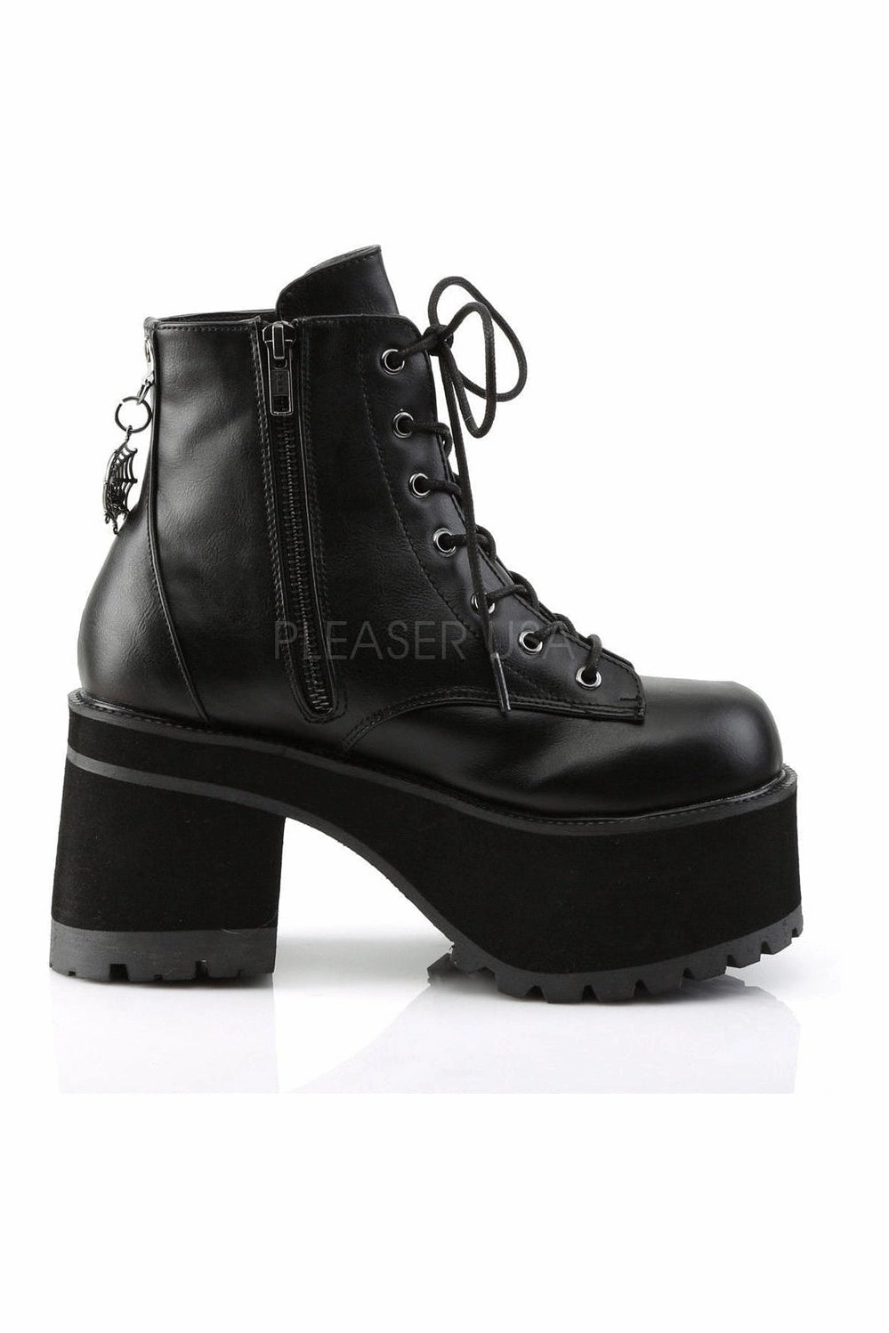 RANGER-105 Demonia Ankle Boot | Black Faux Leather