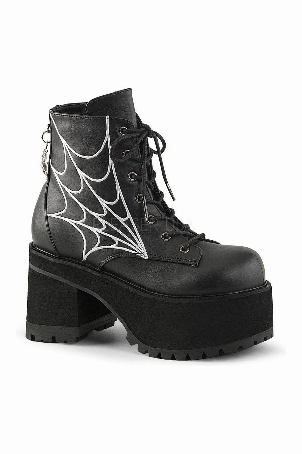 RANGER-105 Demonia Ankle Boot | Black Faux Leather