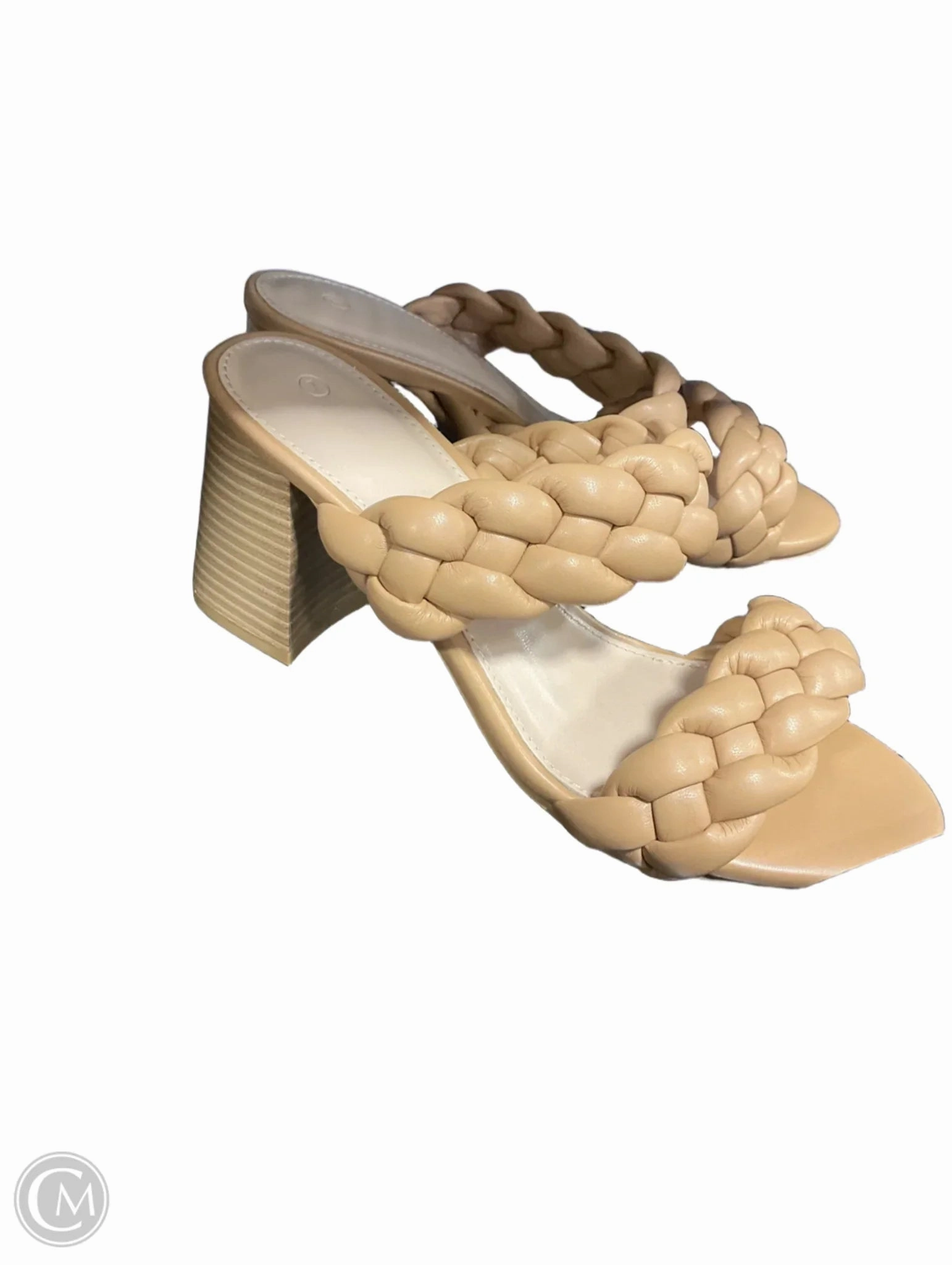 Sandals Heels Block By Clothes Mentor In Tan, Size: 7