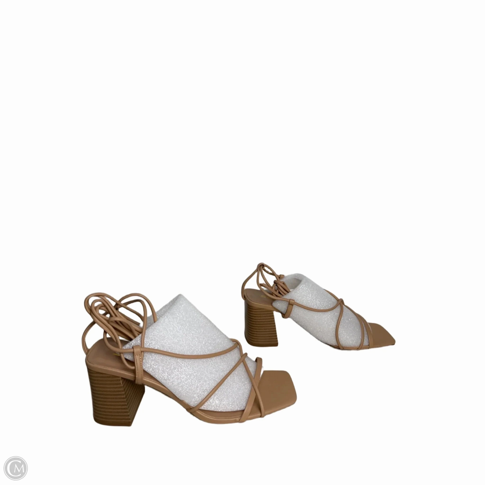 Sandals Heels Block By Soda In Beige, Size: 8